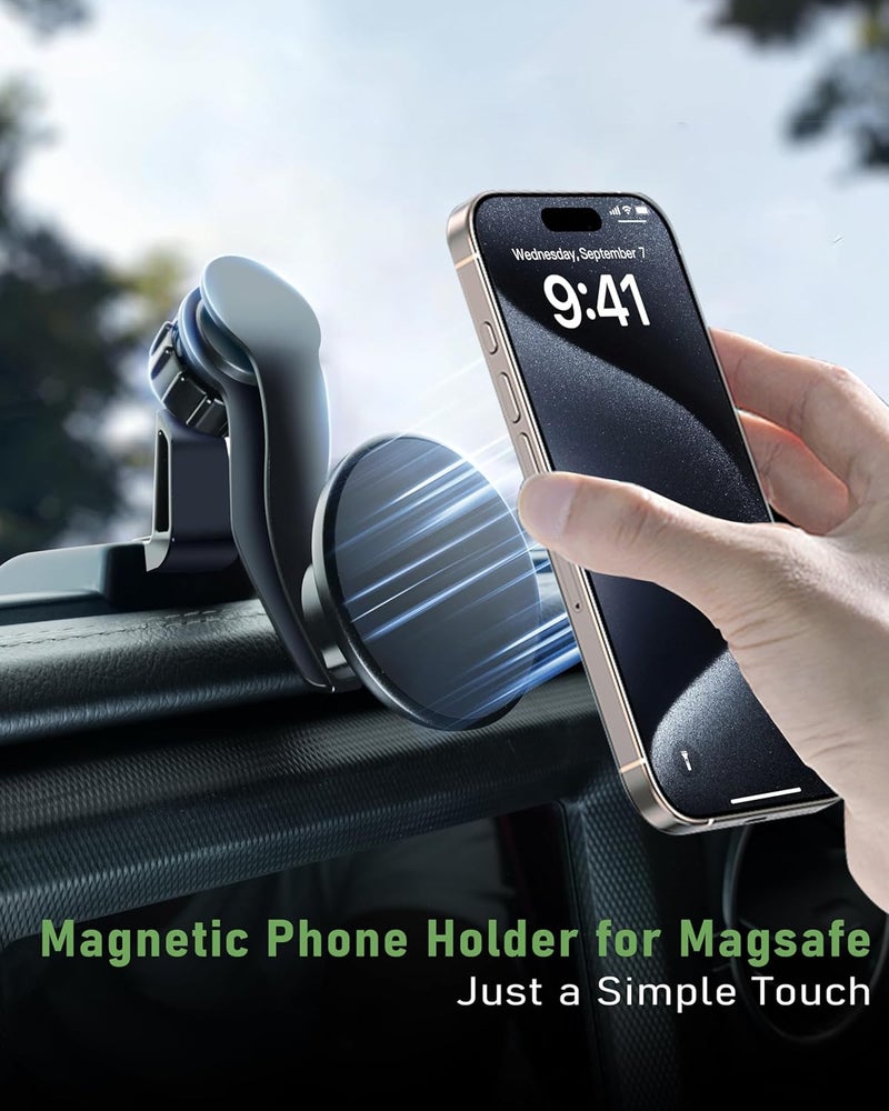 ZKJAYOE Magnetic Phone Mount for Jeep 2018-2023 Wrangler JL JLU & Gladiator JT - Dashboard Phone Holder with Magsafe for Jeep Wrangler & Gladiator 2/4 Accessories (Not for 4XE) - Image 3
